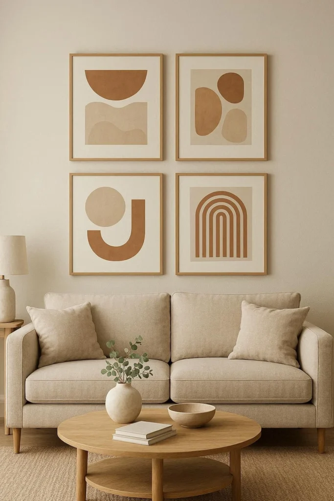 Gallery Wall Color Coordination with the Sofa