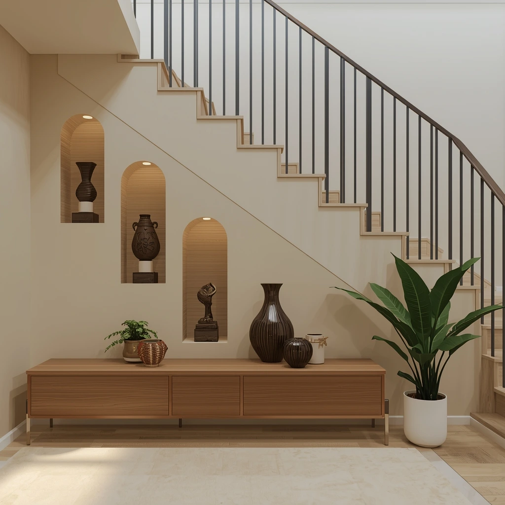 Decorative Display Under the Stairs