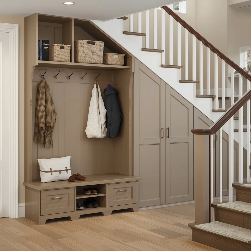 Under the Stairs Wall Storage for Entryways