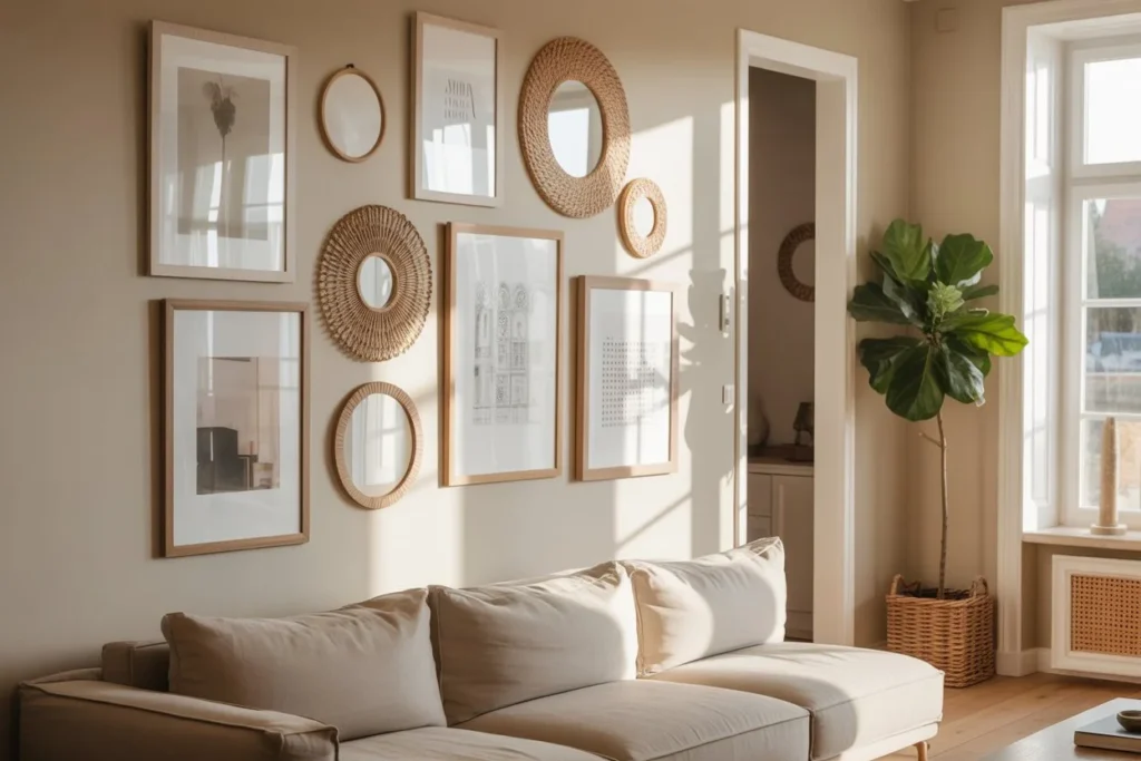 Mixing Art and Mirrors in a Gallery Wall for Extra Light