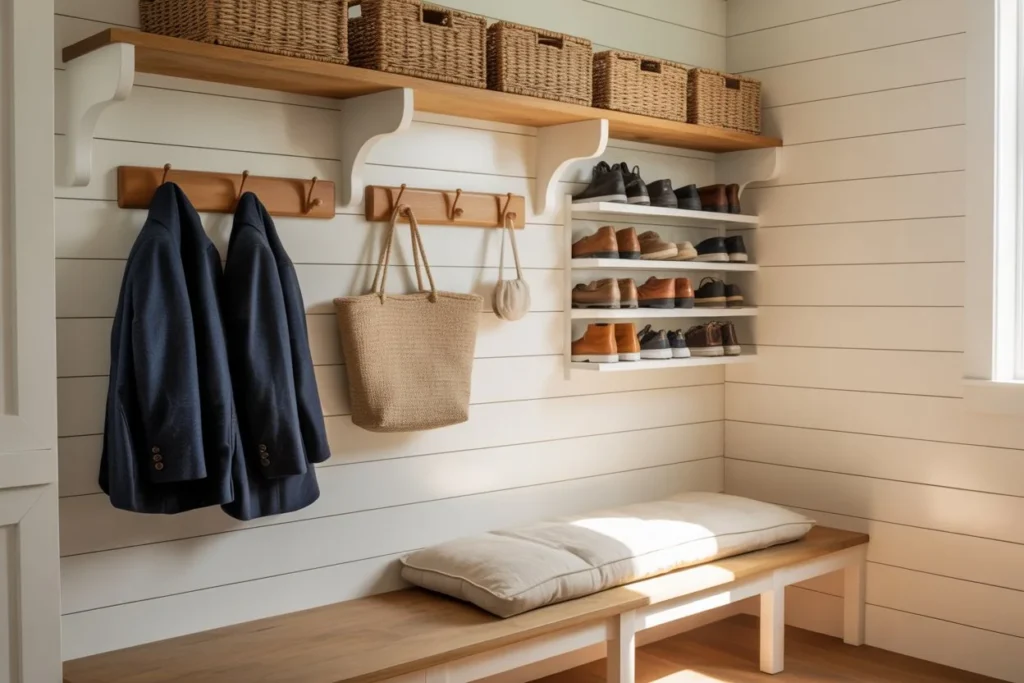 Mudroom Wall Storage Ideas for Coats, Bags, and Shoes