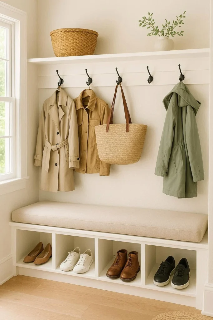 Mudroom Wall Storage with a Bench